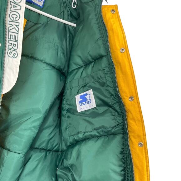 NEW Green Bay Packers NFL Starter Jacket Coat Green Yellow Hooded Pockets Men M - Picture 6 of 11